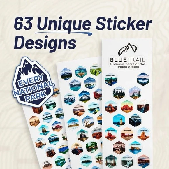 Blue Trail National Parks Water Bottle With Stickers - Picture 3 of 7